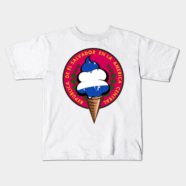 El Salvador flag ice cream Kids T-Shirt by mailboxdisco